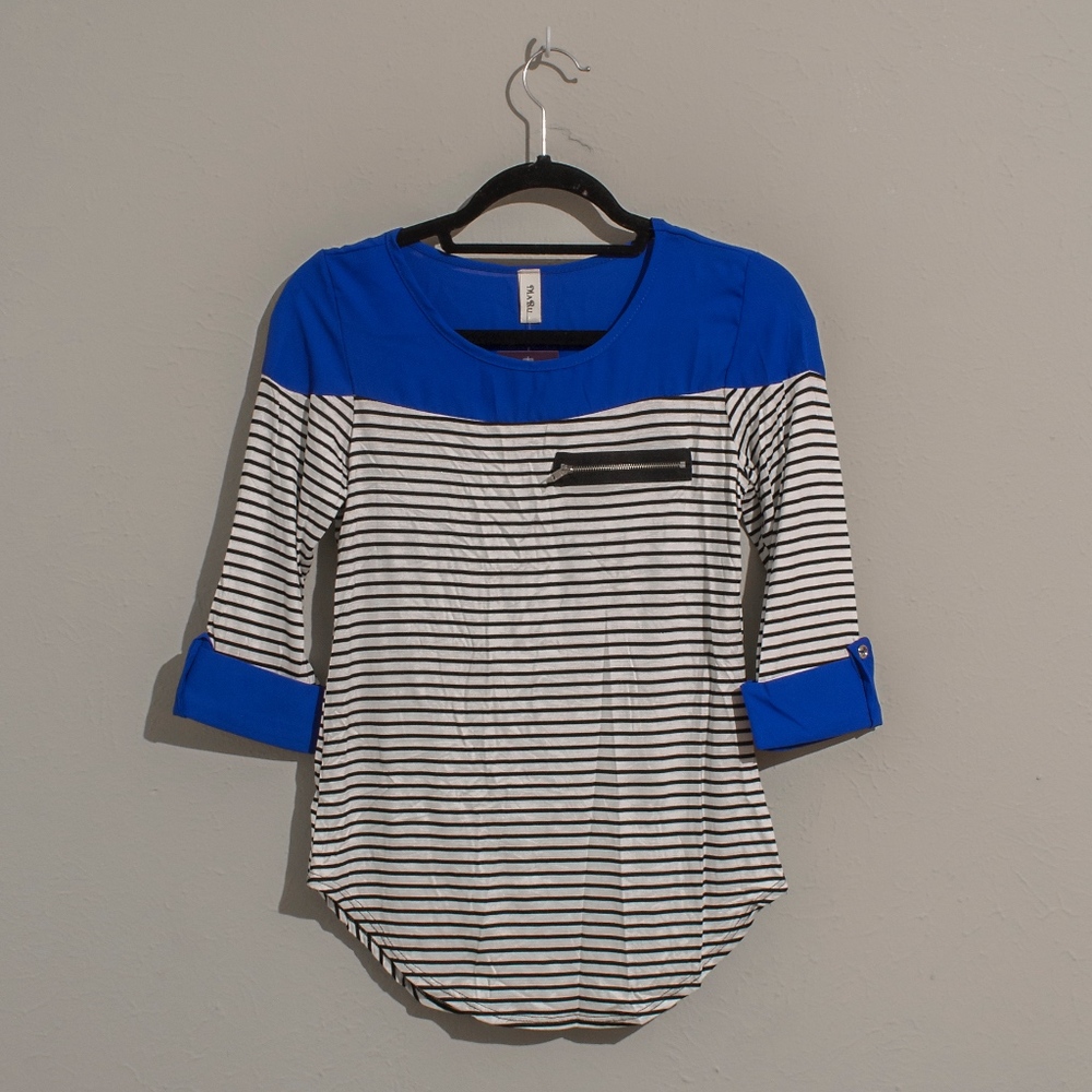 Striped Block Zipper Shirt